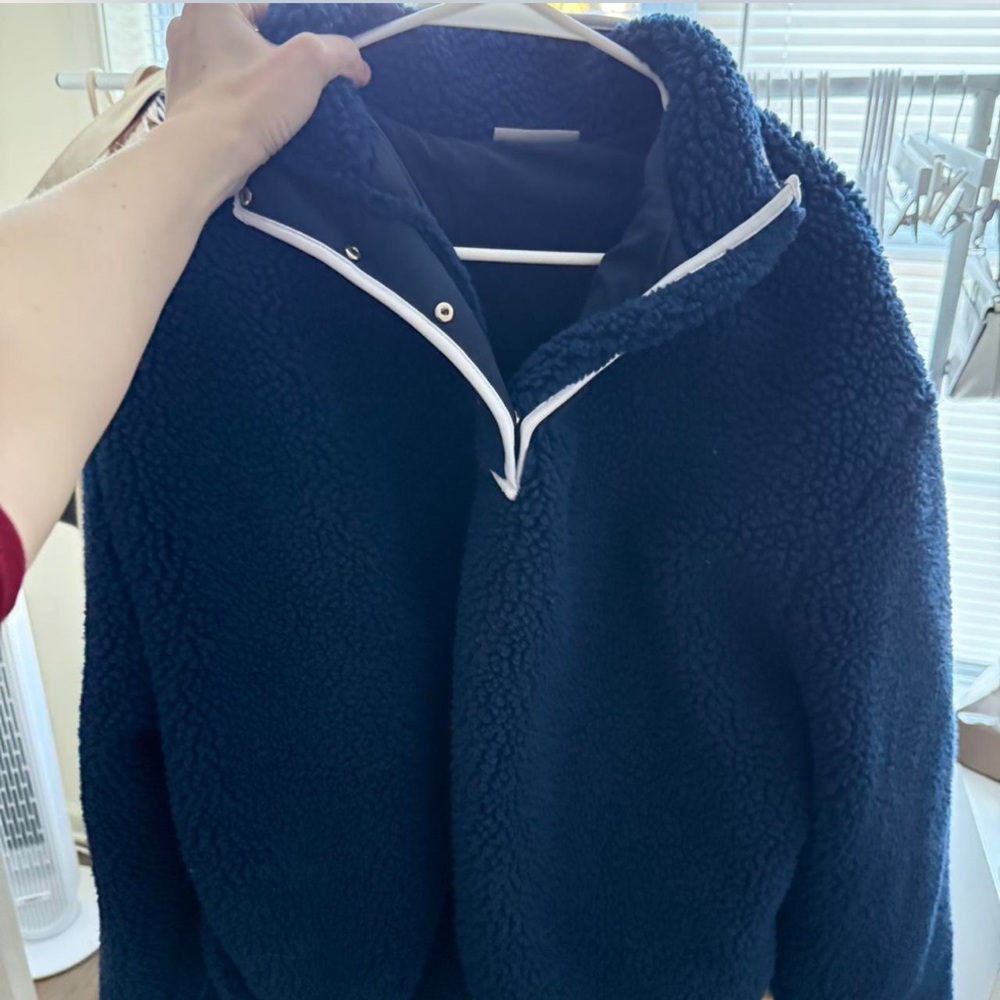 PARKE Cozy Navy Blue Sherpa Jacket